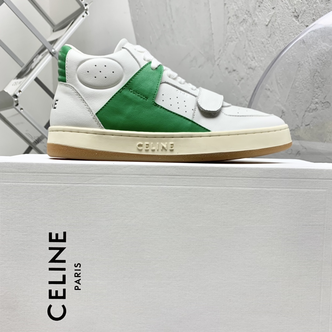 Celine CT-02 Mid Sneaker With Velcro In Calfskin - DesignerGu