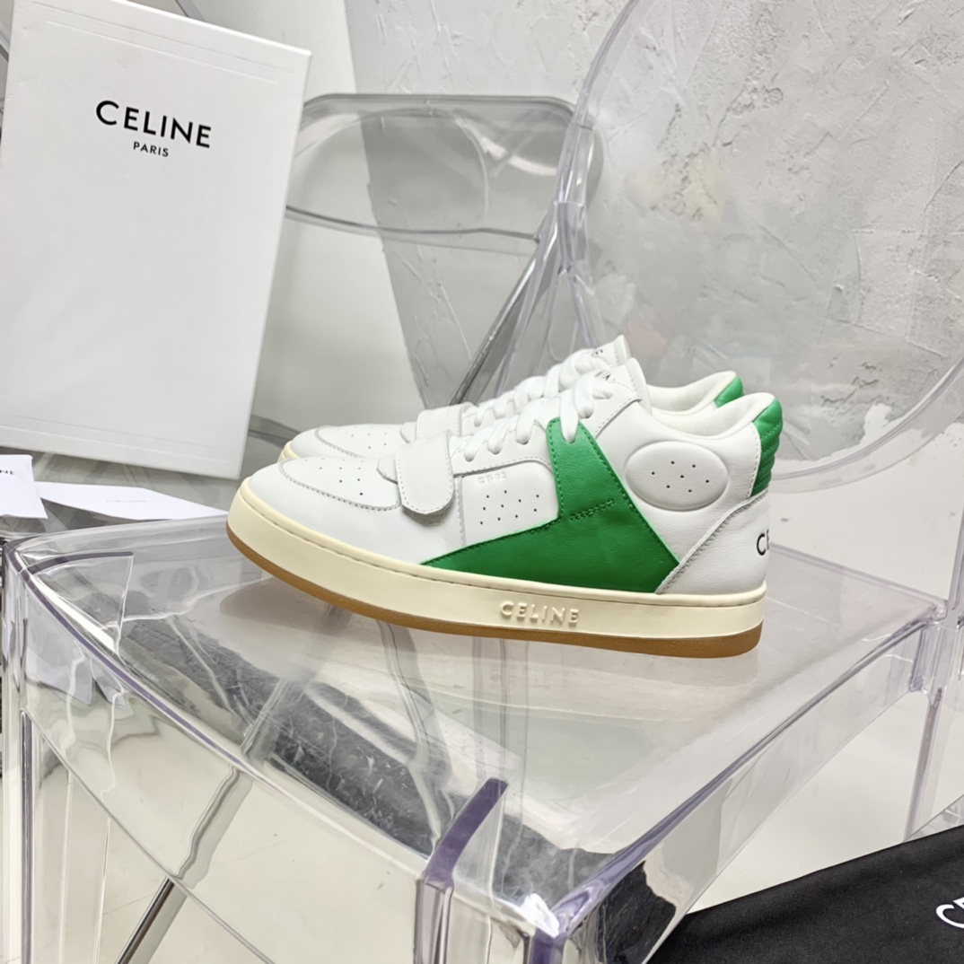 Celine CT-02 Mid Sneaker With Velcro In Calfskin - DesignerGu