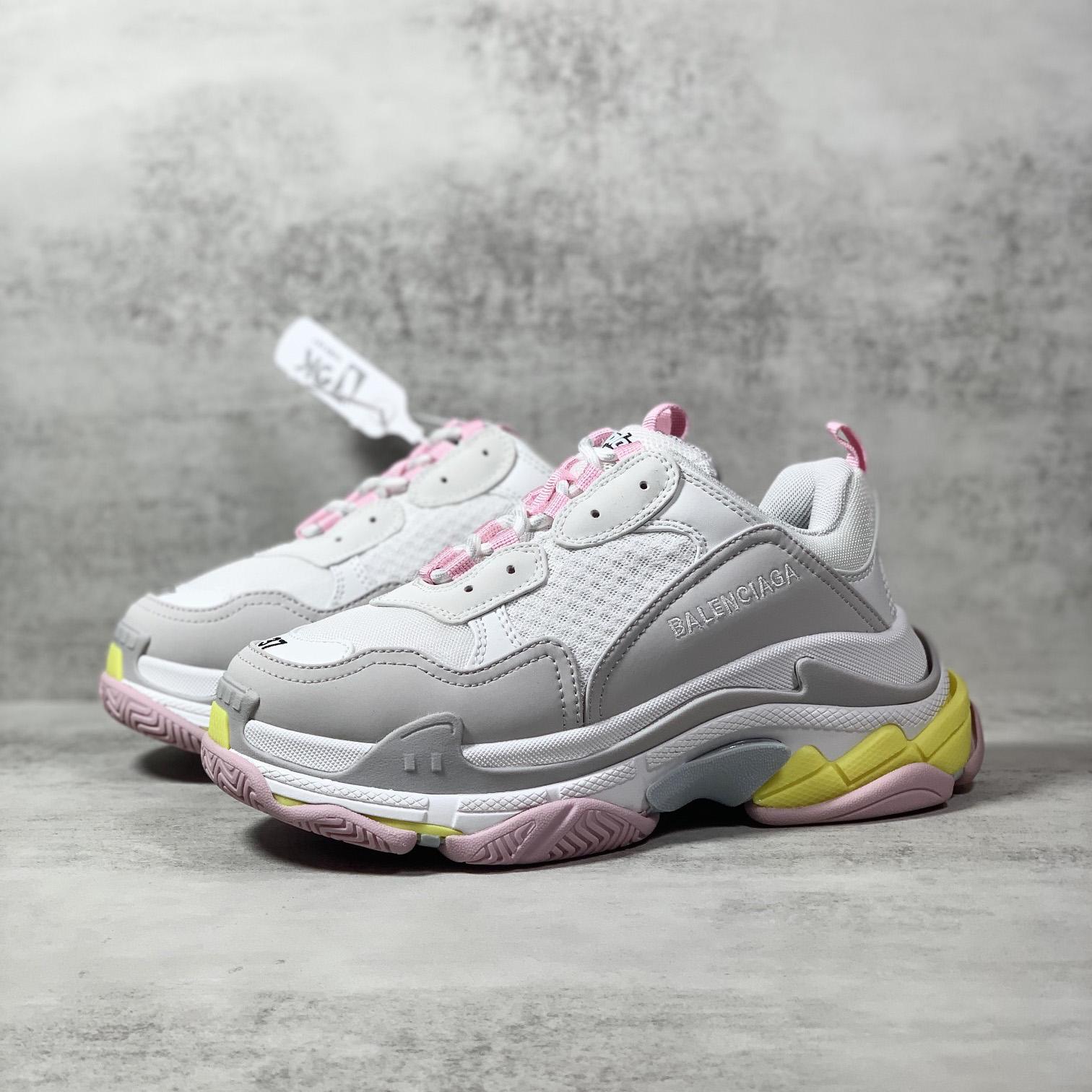 Balenciaga Triple S Sneaker In Grey, White, Light Yellow, Light Pink And Light Nlue Double Foam And Mesh - DesignerGu