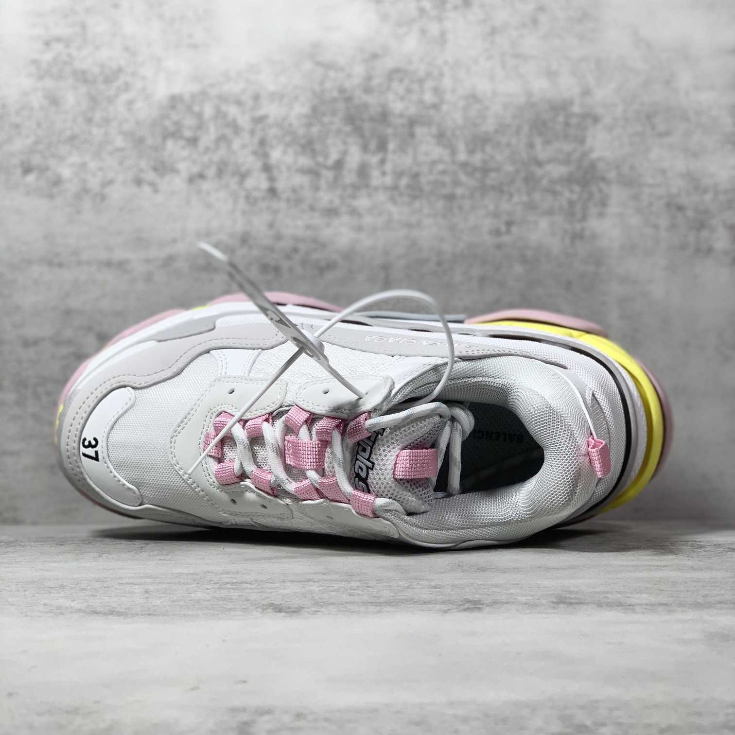 Balenciaga Triple S Sneaker In Grey, White, Light Yellow, Light Pink And Light Nlue Double Foam And Mesh - DesignerGu