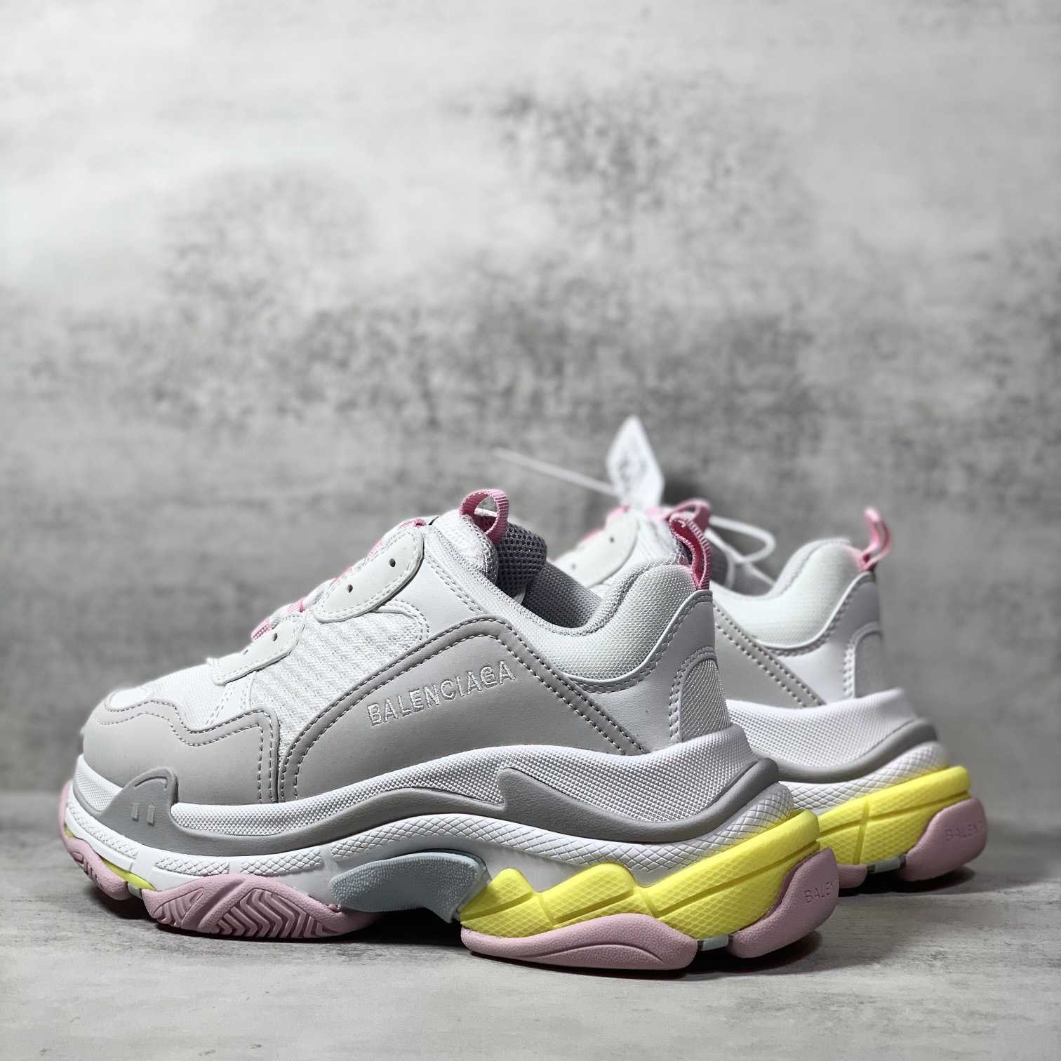 Balenciaga Triple S Sneaker In Grey, White, Light Yellow, Light Pink And Light Nlue Double Foam And Mesh - DesignerGu