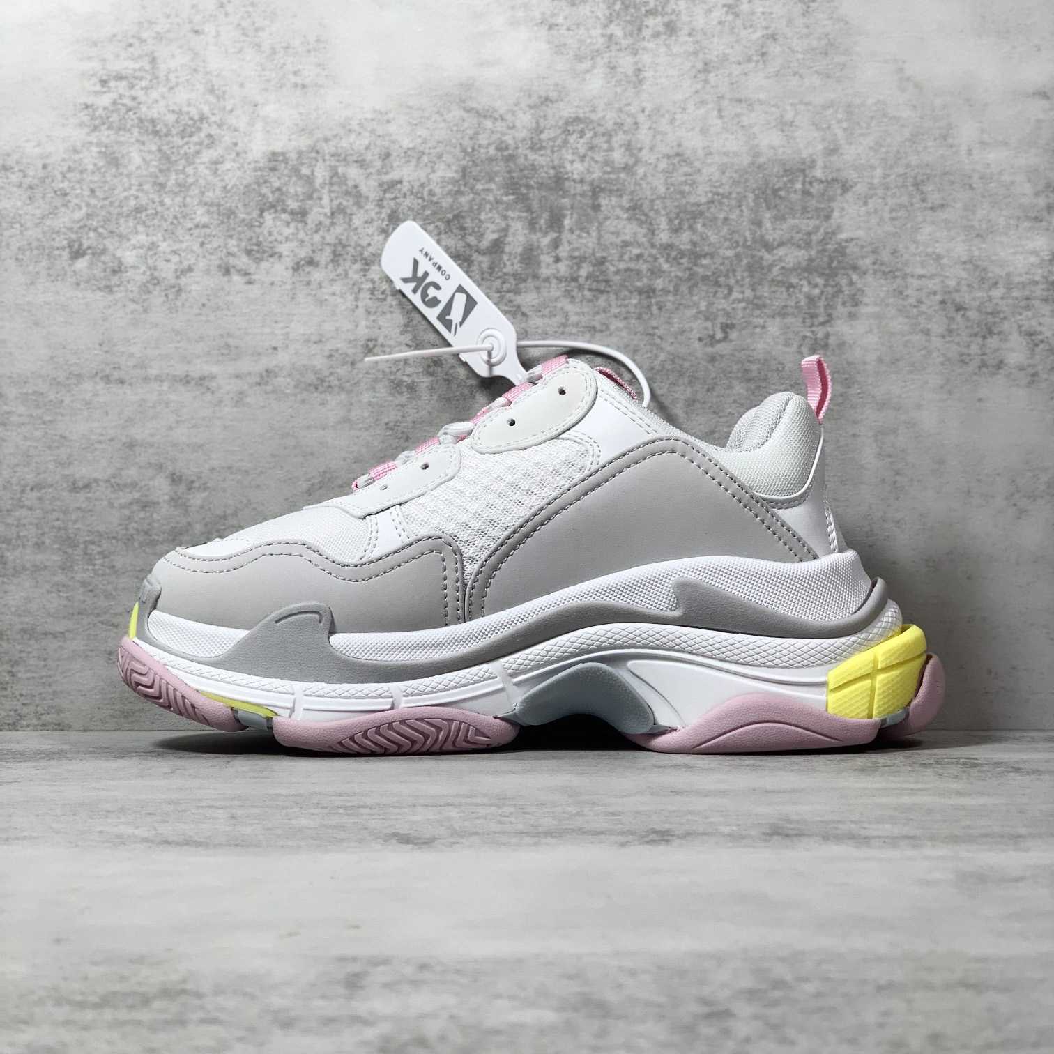 Balenciaga Triple S Sneaker In Grey, White, Light Yellow, Light Pink And Light Nlue Double Foam And Mesh - DesignerGu