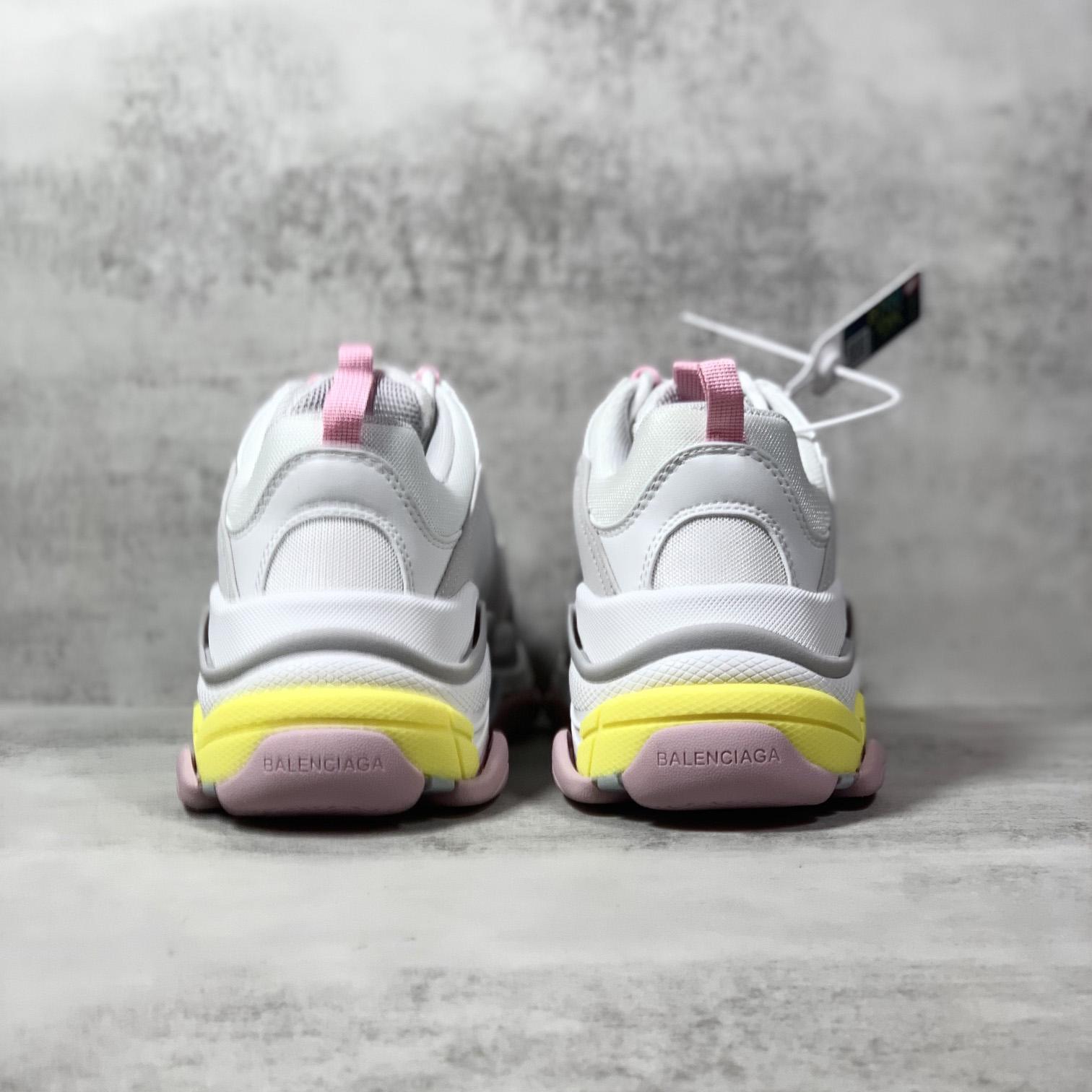 Balenciaga Triple S Sneaker In Grey, White, Light Yellow, Light Pink And Light Nlue Double Foam And Mesh - DesignerGu