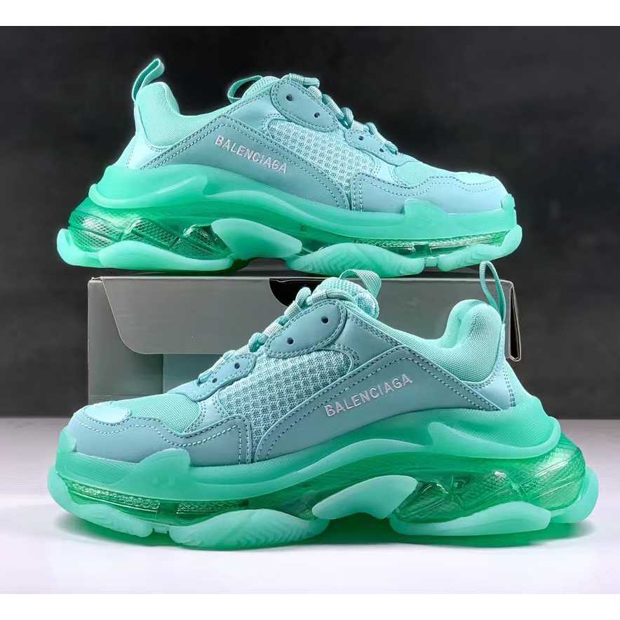 Balenciaga Triple S Clear Sole Sneaker In Light Blue Double Foam And Mesh - DesignerGu