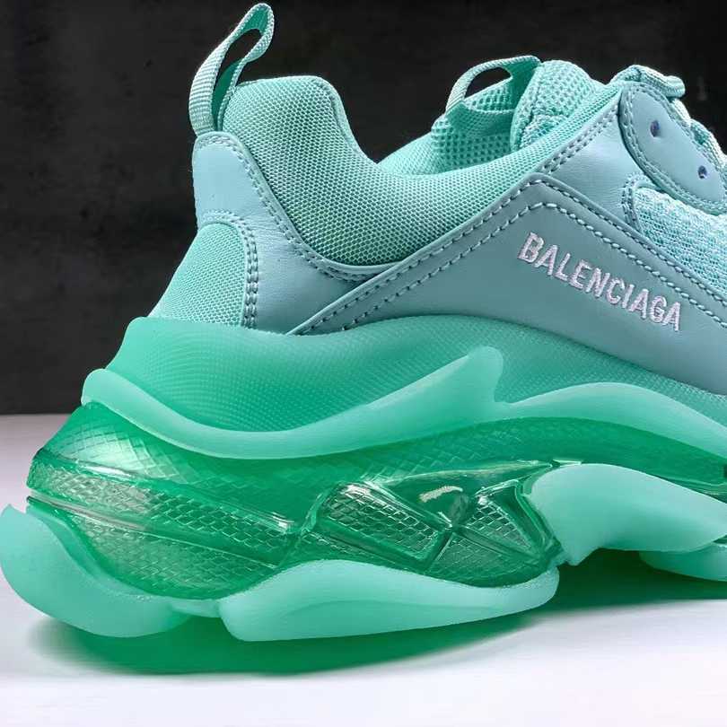 Balenciaga Triple S Clear Sole Sneaker In Light Blue Double Foam And Mesh - DesignerGu