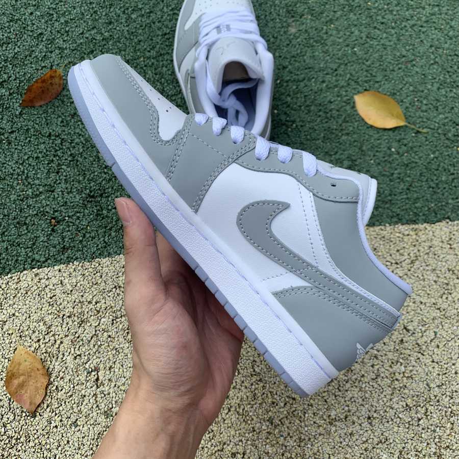 Air Jordan 1 Low White Wolf Grey Sneaker    DC0774-105 - DesignerGu