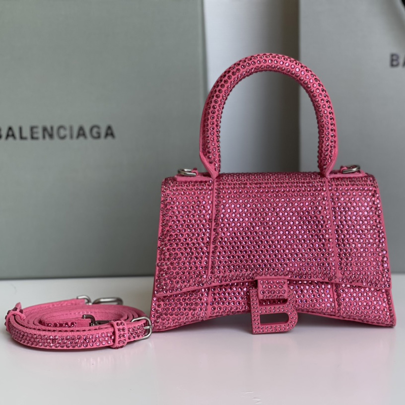 Balenciaga Hourglass XS Handbag With Rhinestones(19-8-21cm) - DesignerGu