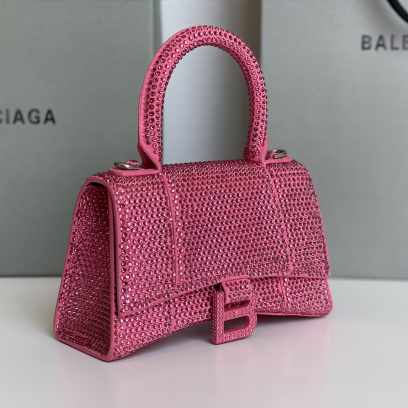 Balenciaga Hourglass XS Handbag With Rhinestones(19-8-21cm) - DesignerGu