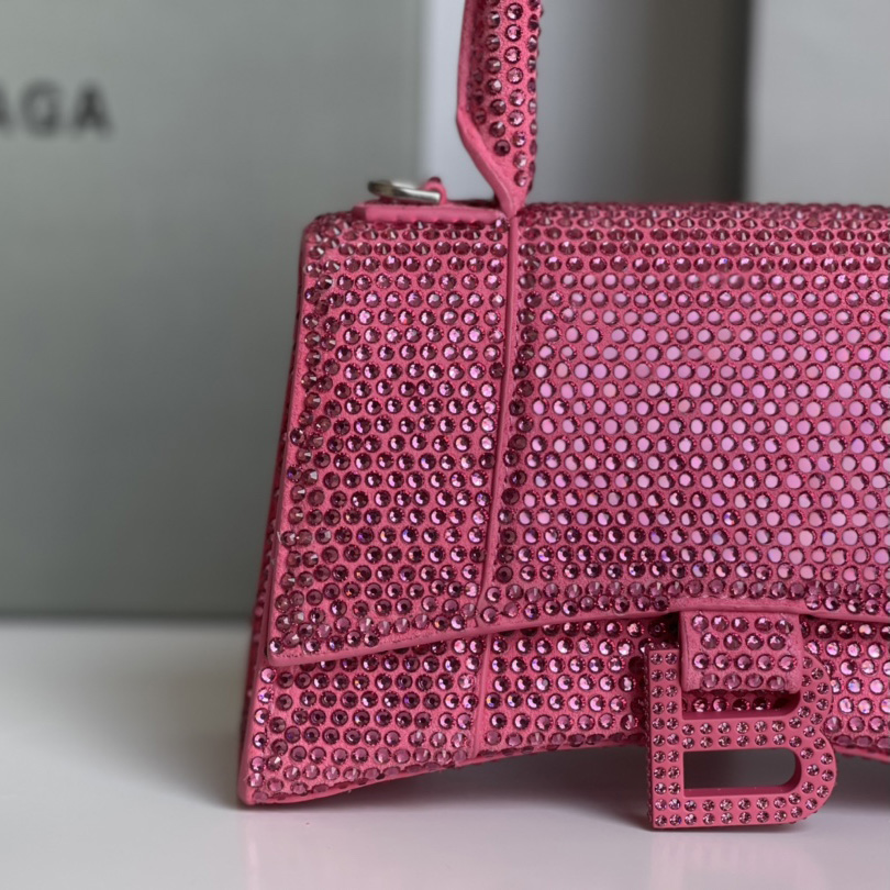 Balenciaga Hourglass XS Handbag With Rhinestones(19-8-21cm) - DesignerGu