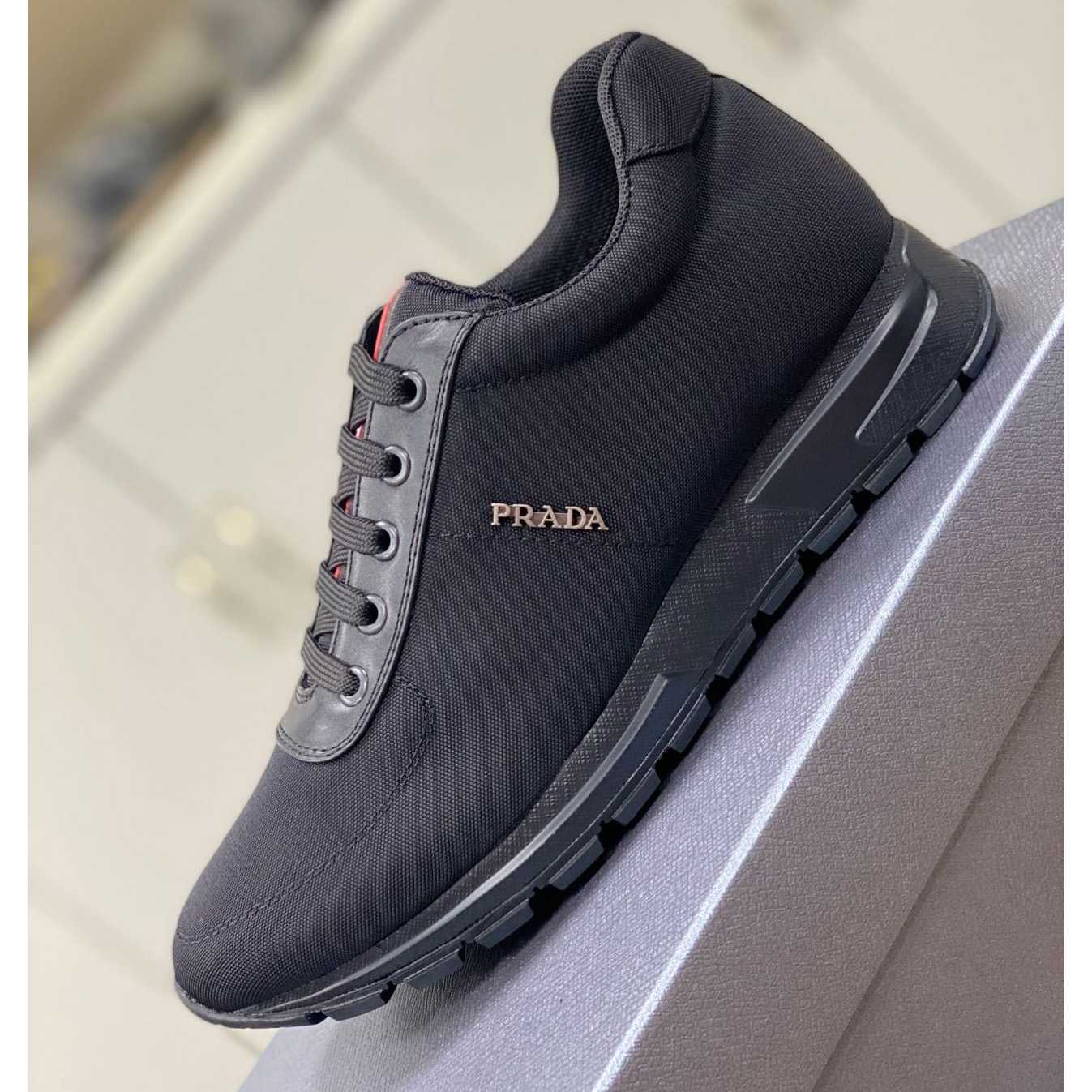 Prada Nylon And Leather Sneakers - DesignerGu