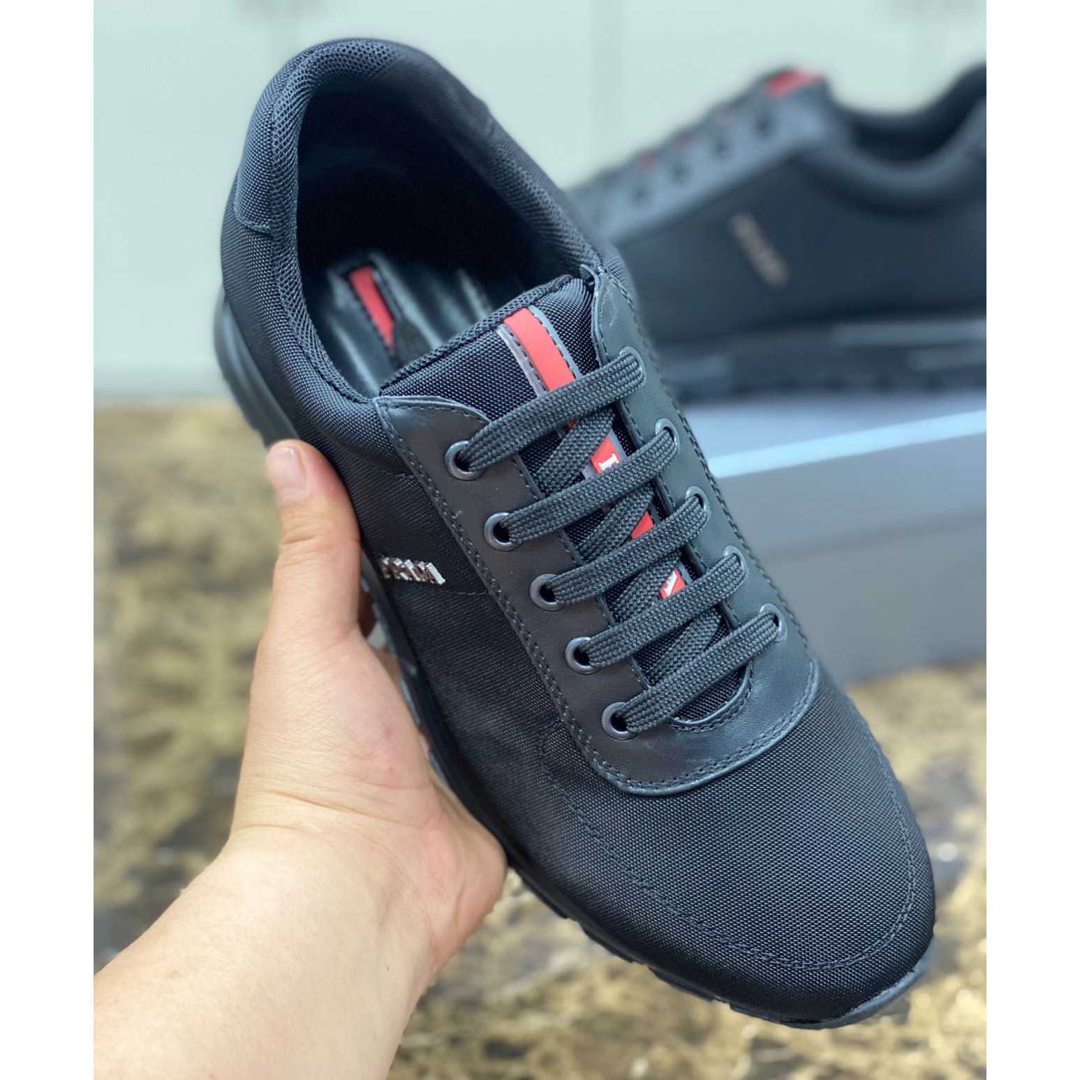 Prada Nylon And Leather Sneakers - DesignerGu