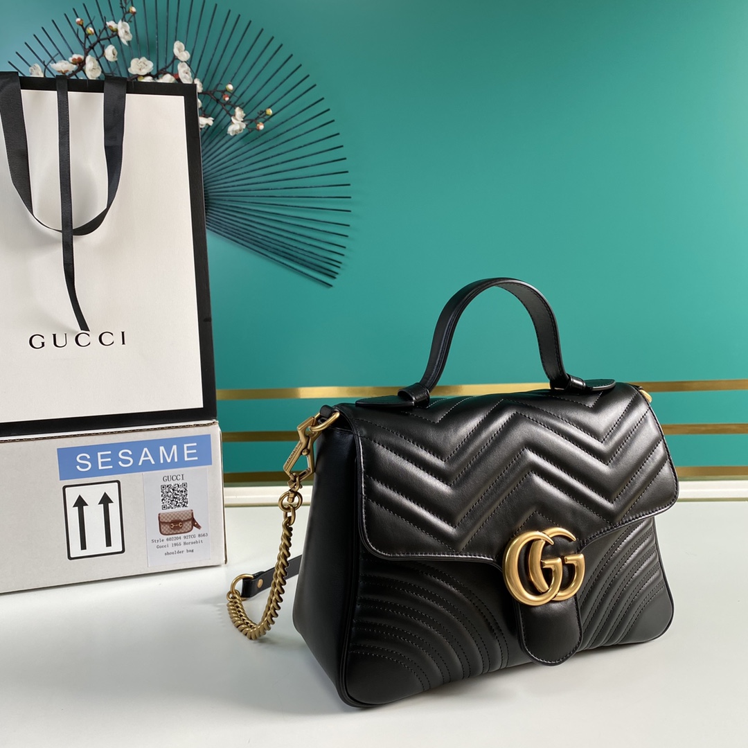 Gucci GG Marmont Small Top Handle Bag(27-19-10.5cm) - DesignerGu