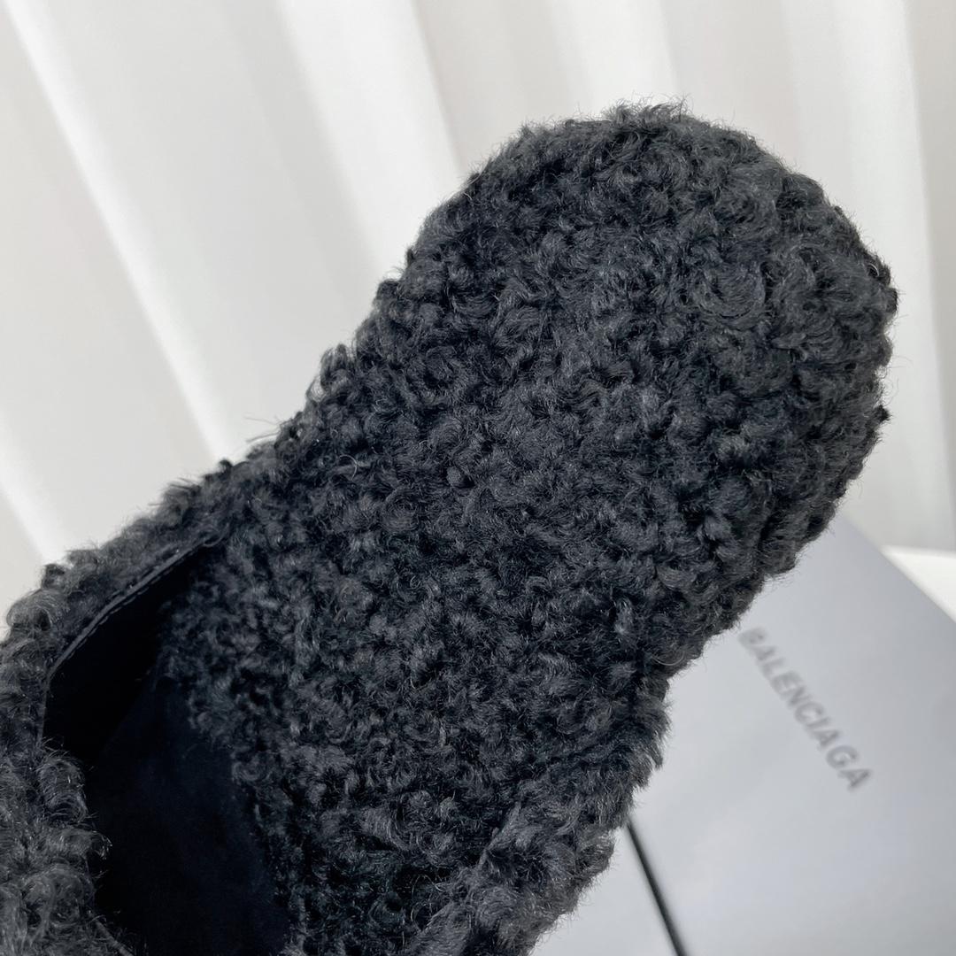 Balenciaga Cosy BB Mule In Black Fake Shearling - DesignerGu