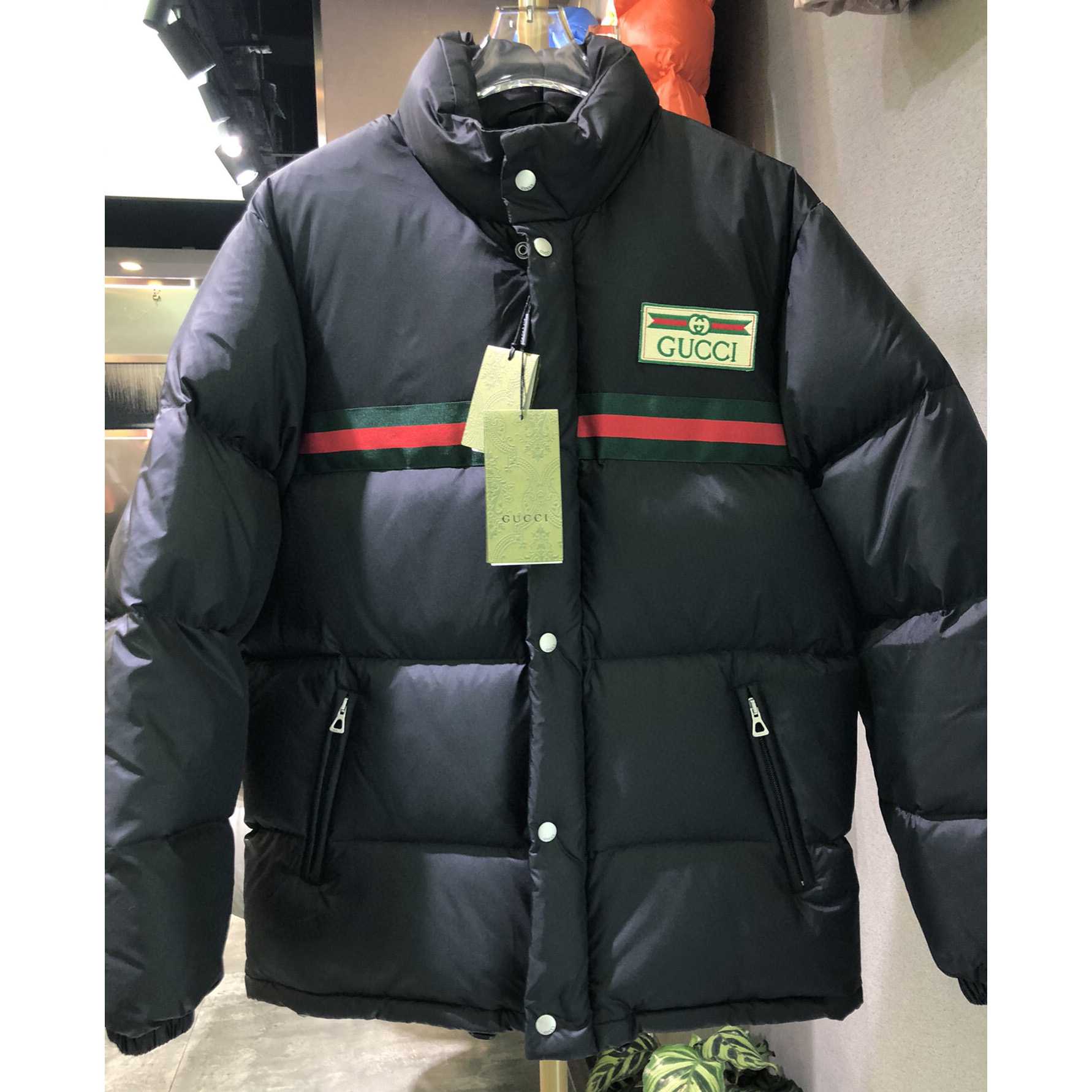 Gucci Padded Nylon Bomber Jacket With Web - DesignerGu