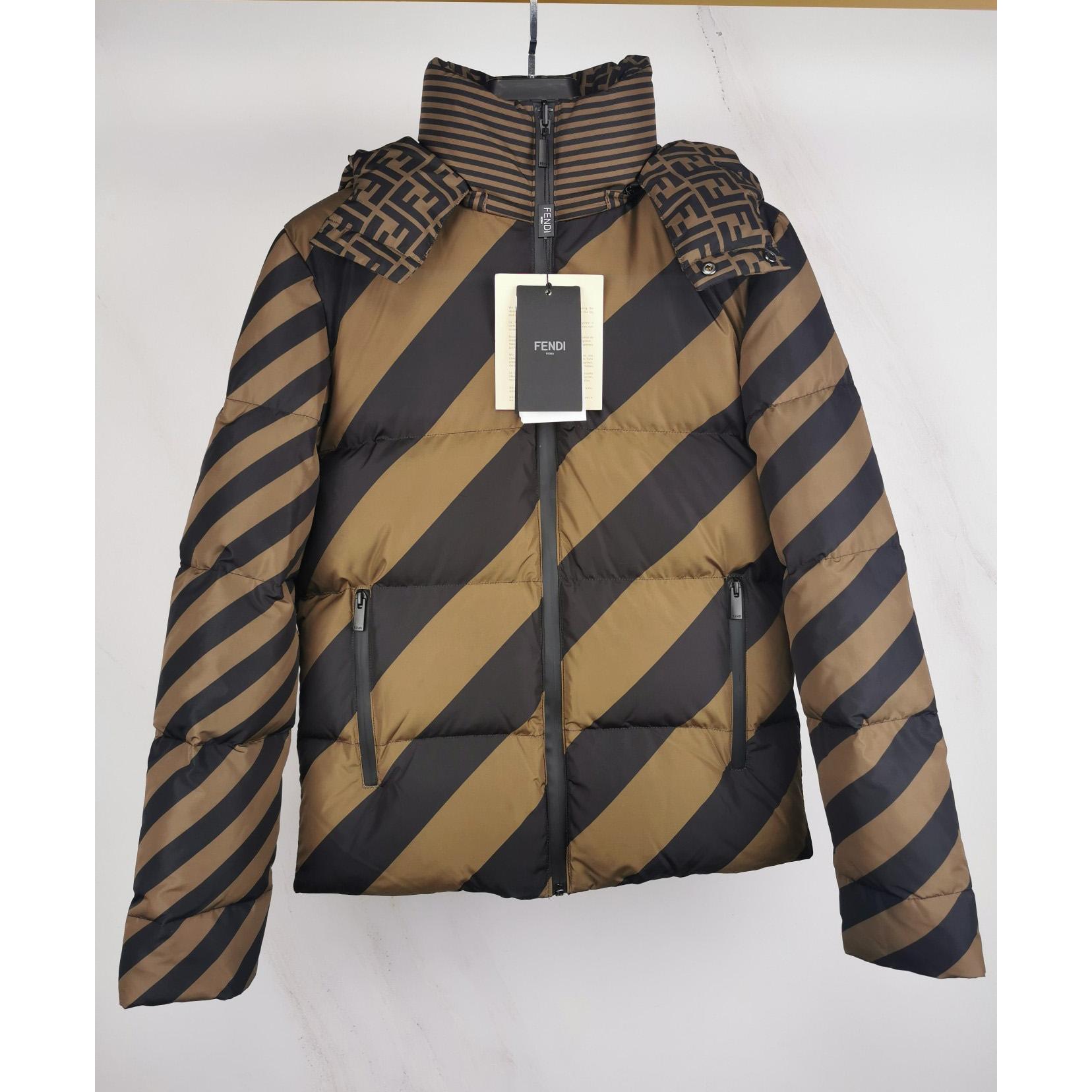 Fendi Brown Nylon Down Jacket - DesignerGu