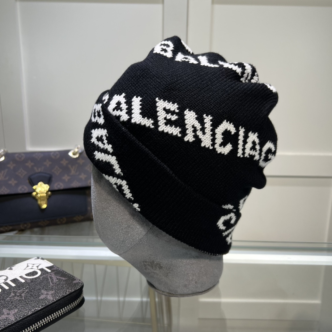 Balenciag Allover Logo Beanie  - DesignerGu