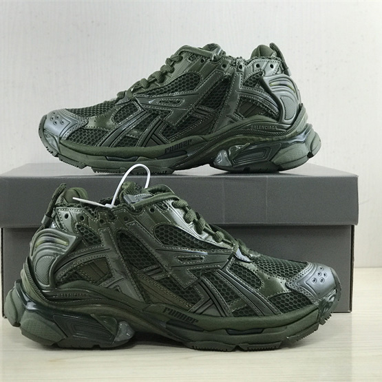 Balenciaga Runner Sneaker In Dark Green Mesh And Nylon - DesignerGu