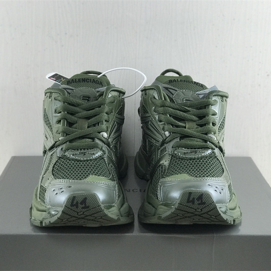 Balenciaga Runner Sneaker In Dark Green Mesh And Nylon - DesignerGu