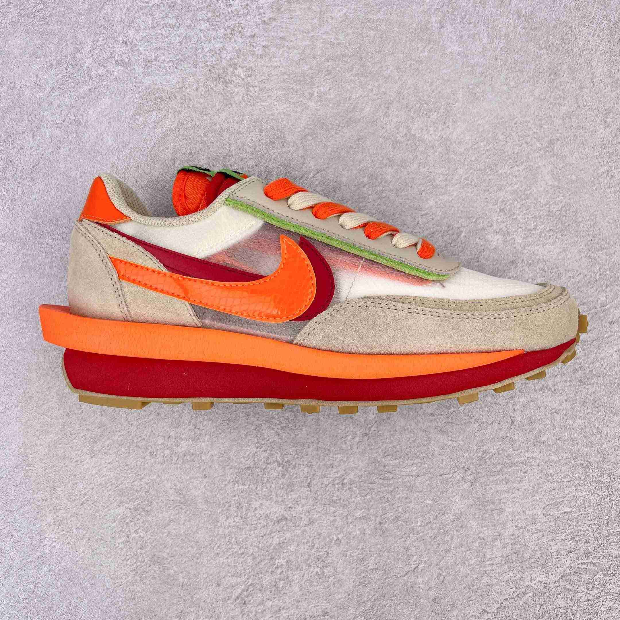 Clot × Sacai × NK LDWaffle'Net Orange Blaze' Sneaker     DH1347-100 - DesignerGu