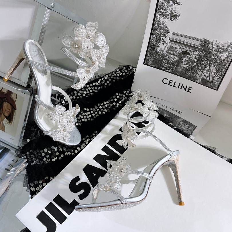 Rene Caovilla White Sandals With High Heels Floriane - DesignerGu