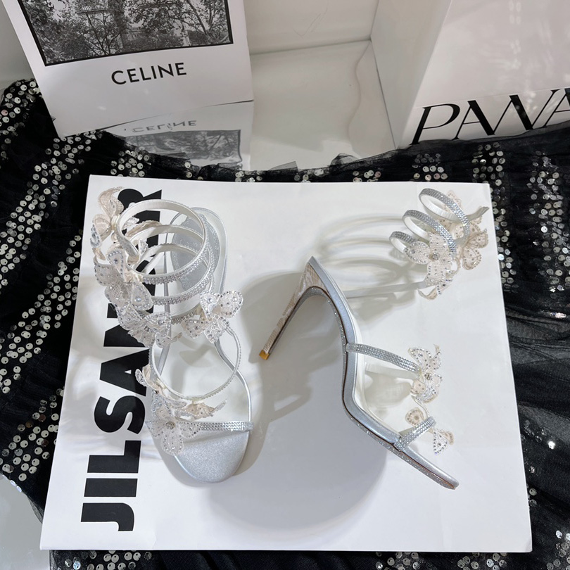 Rene Caovilla White Sandals With High Heels Floriane - DesignerGu