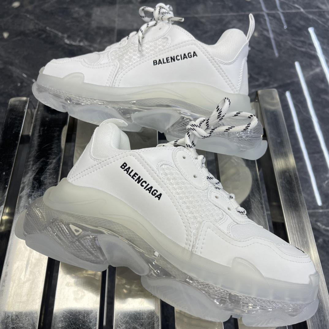 Balenciaga Triple S Sneaker Clear Sole In White Double Foam And Mesh - DesignerGu