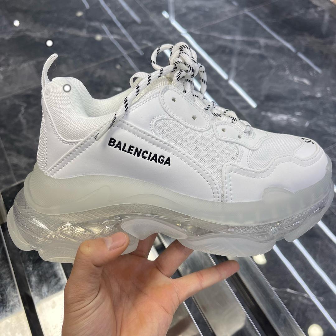 Balenciaga Triple S Sneaker Clear Sole In White Double Foam And Mesh - DesignerGu