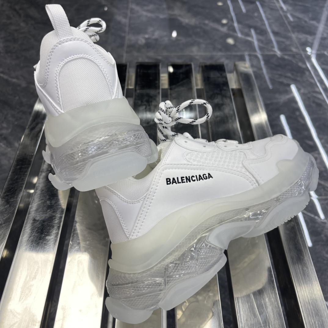 Balenciaga Triple S Sneaker Clear Sole In White Double Foam And Mesh - DesignerGu