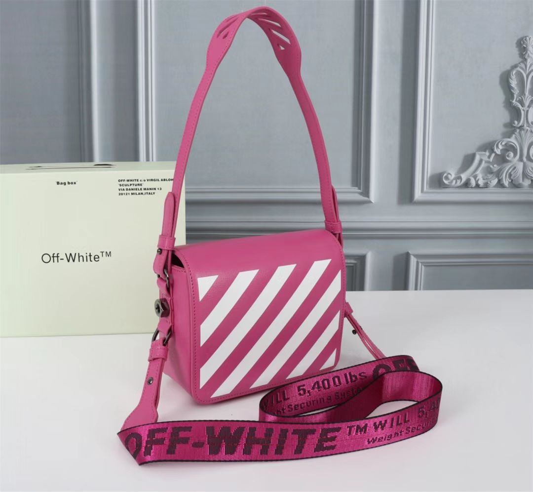 Off white Women’s Cowhide Twill Single Shoulder Messenger Bag Sling Bag - DesignerGu