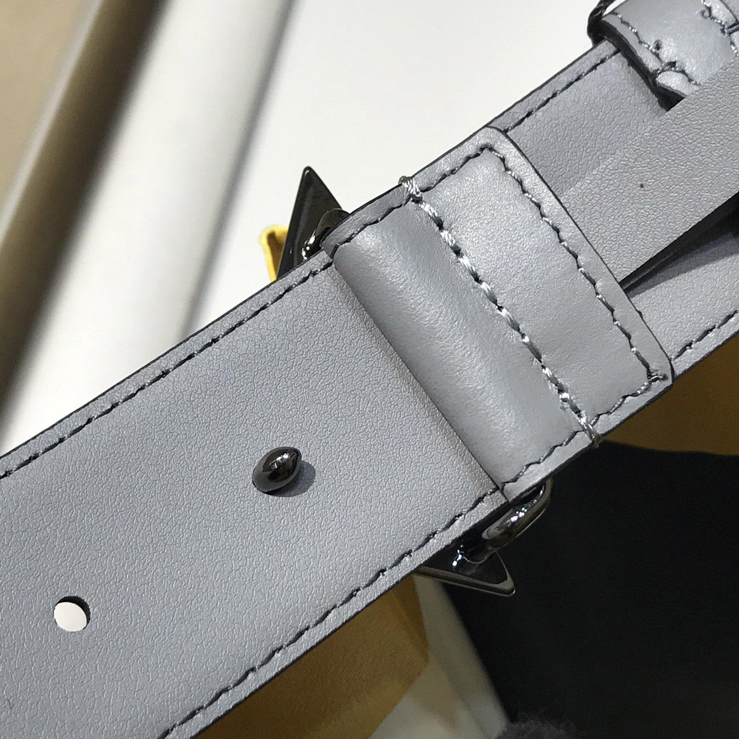 Fendi Pale Gray Leather Belt - DesignerGu