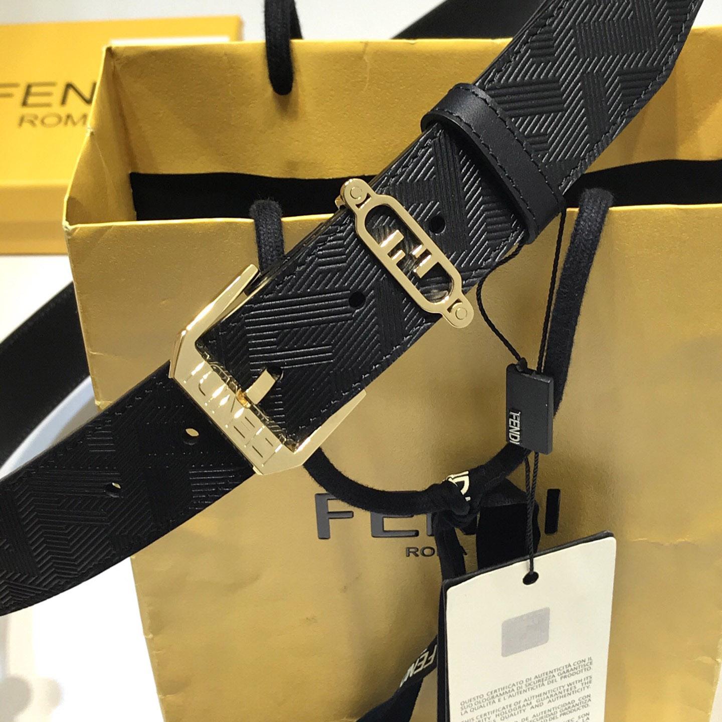 Fendi Edge Black Leather Belt - DesignerGu