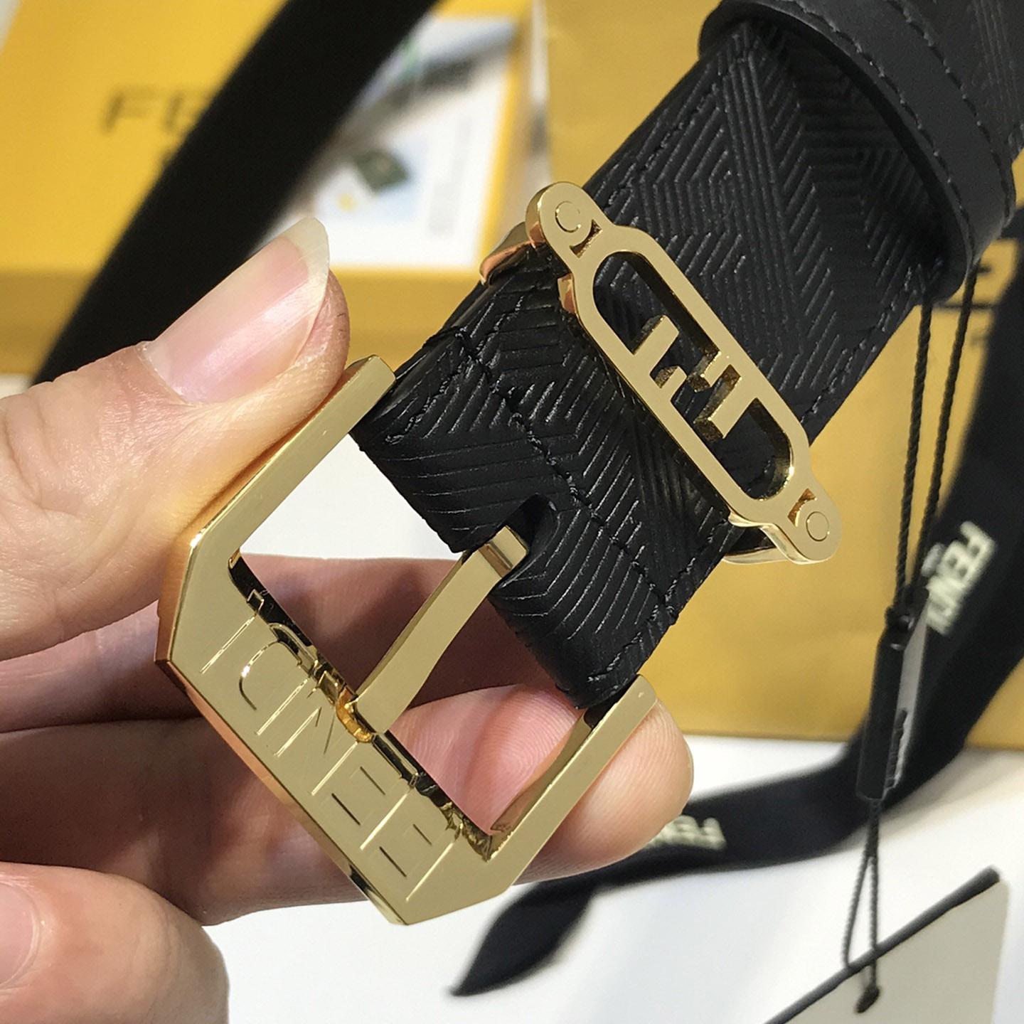 Fendi Edge Black Leather Belt - DesignerGu