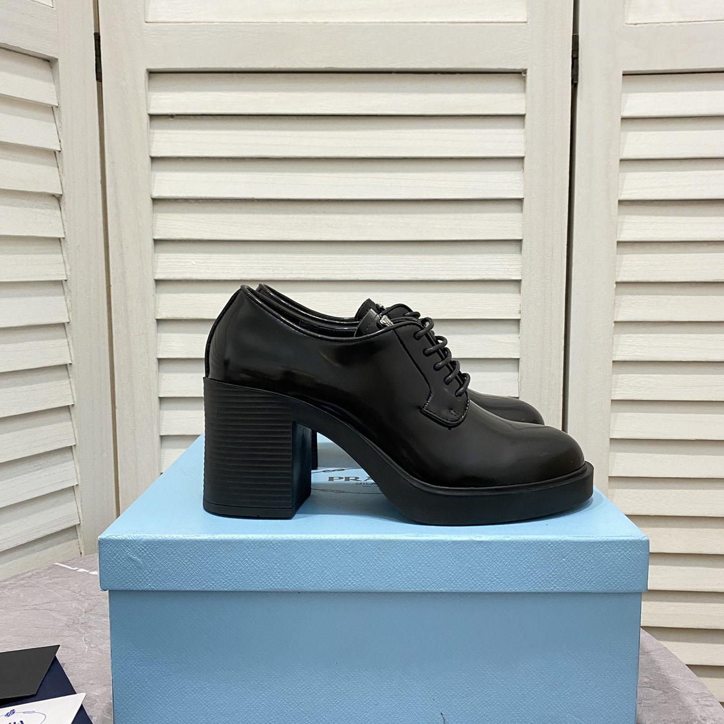 Prada Heeled Brushed Leather Lace-Ups - DesignerGu