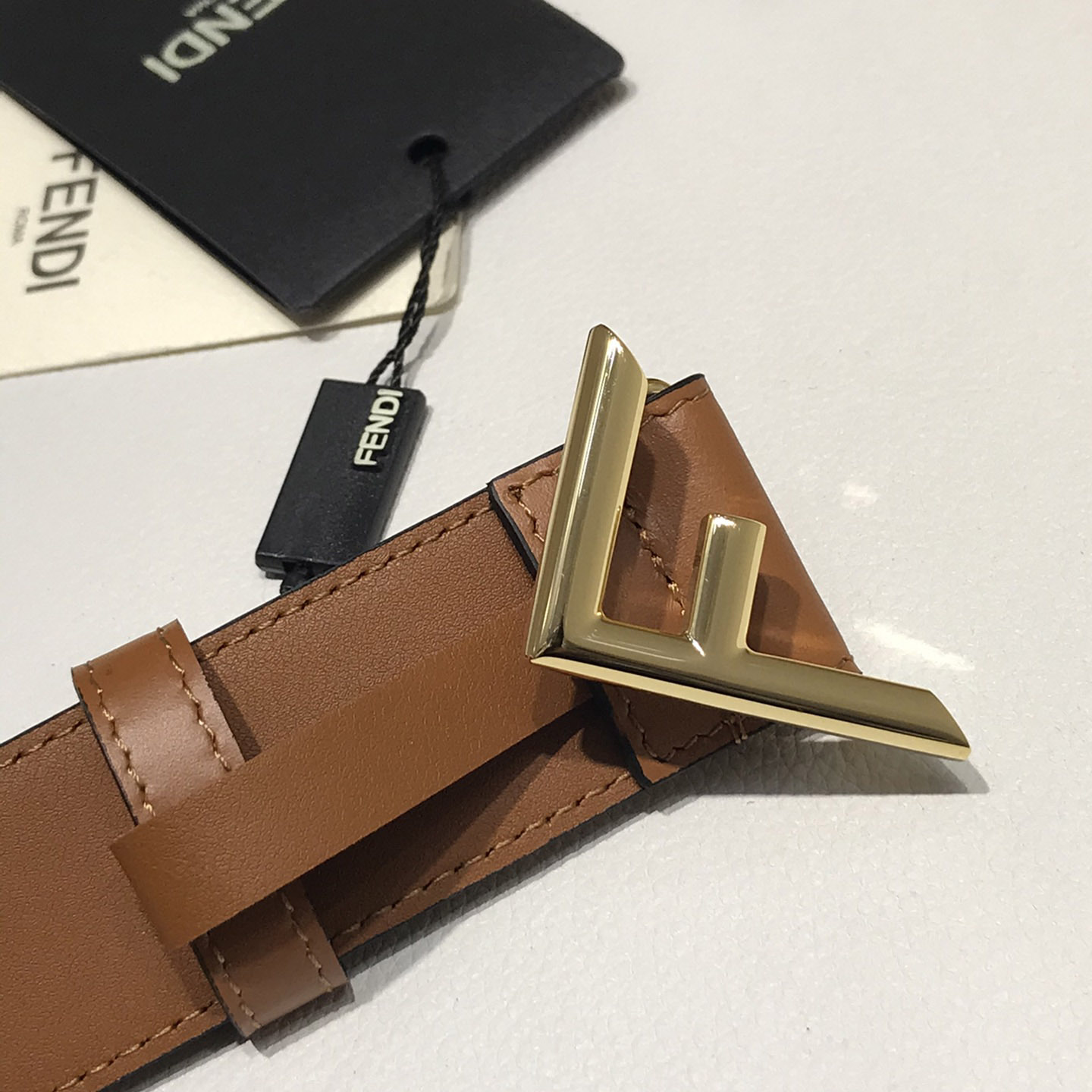 Fendi Brown Leather Belt - DesignerGu