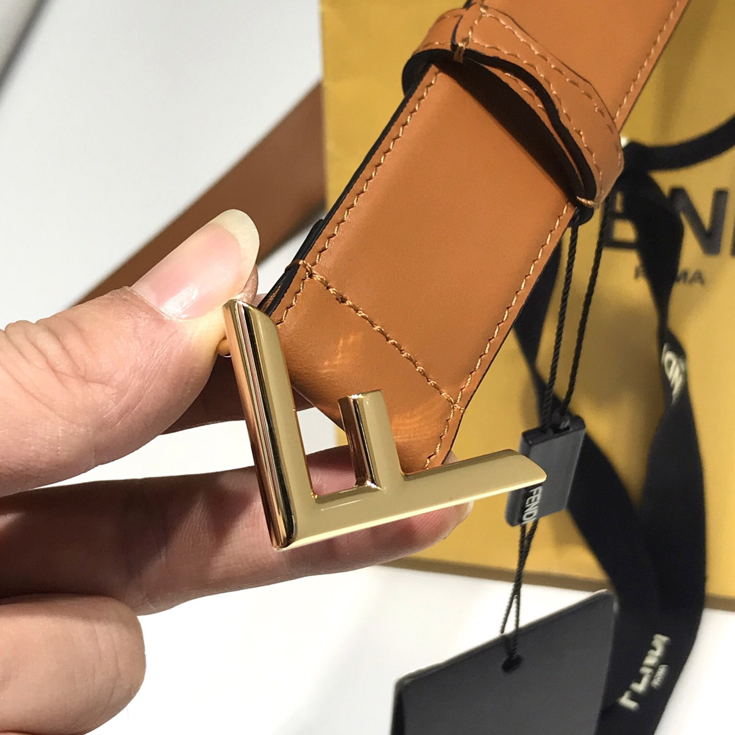 Fendi Brown Leather Belt - DesignerGu