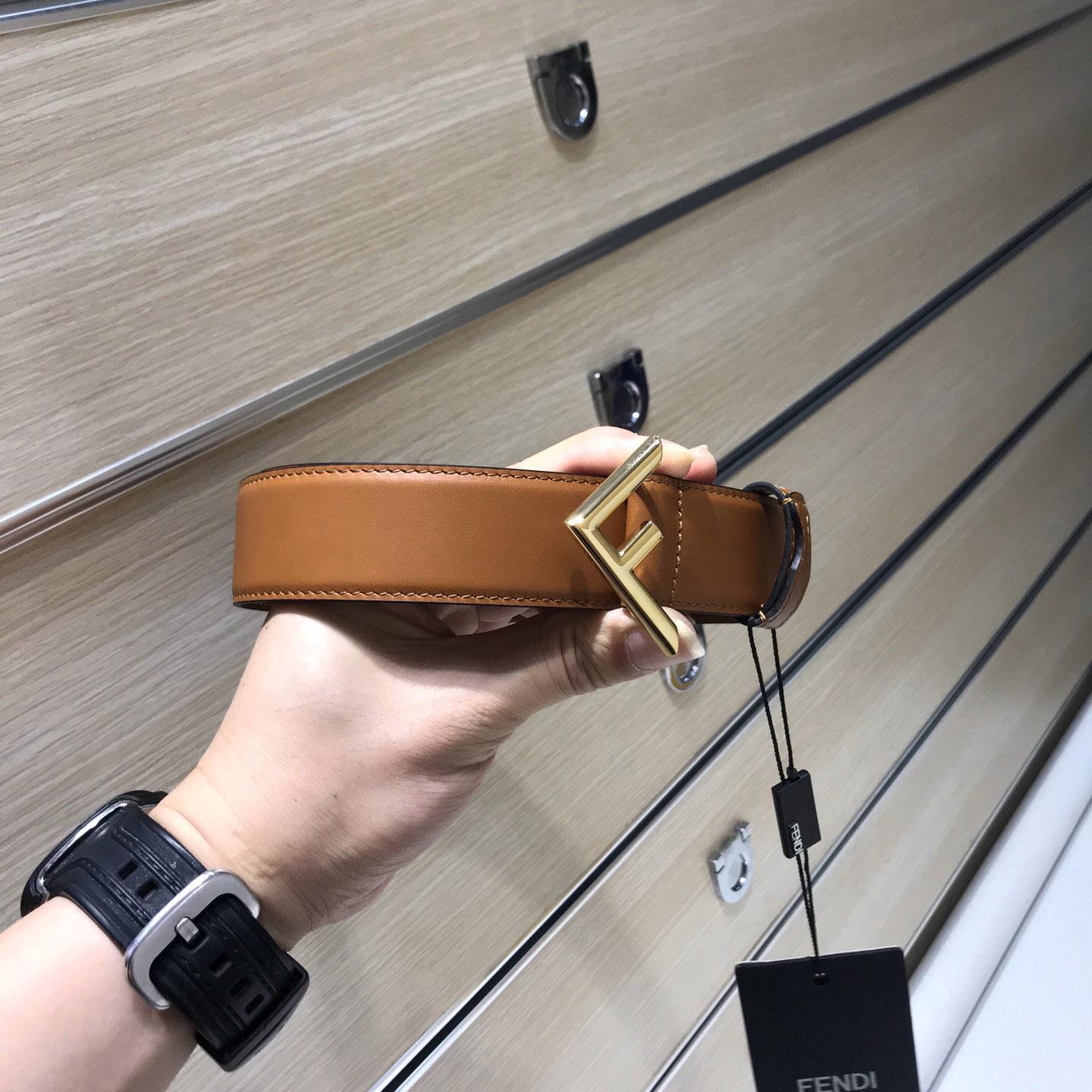 Fendi Brown Leather Belt - DesignerGu