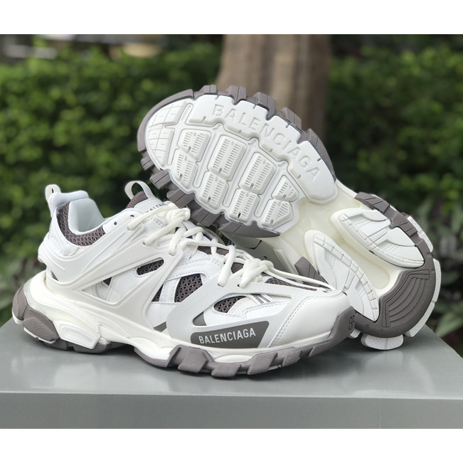 Balenciaga Track Sneaker In Off-White And Dark Grey Mesh And Nylon - DesignerGu