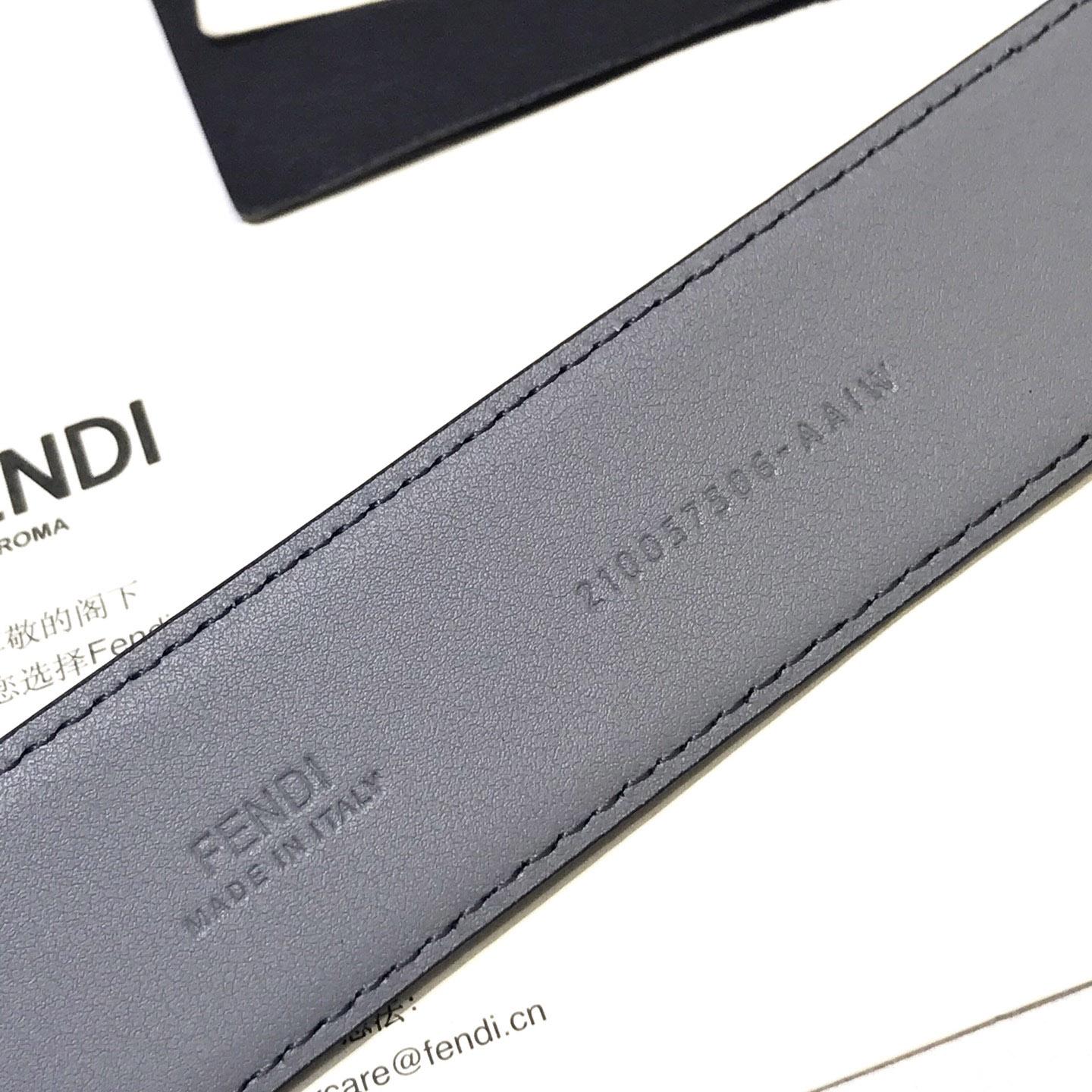 Fendi Pale Gray Leather Belt - DesignerGu