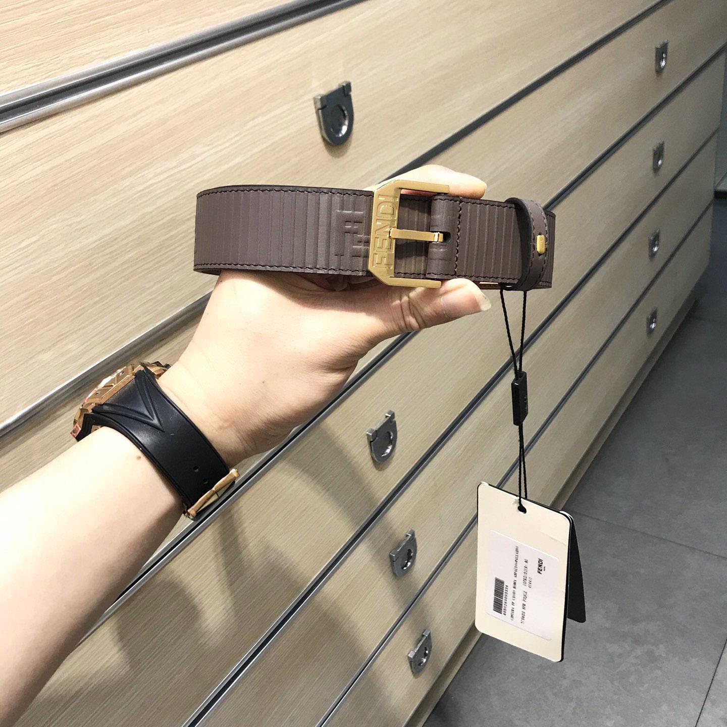 Fendi Brown Leather Belt - DesignerGu