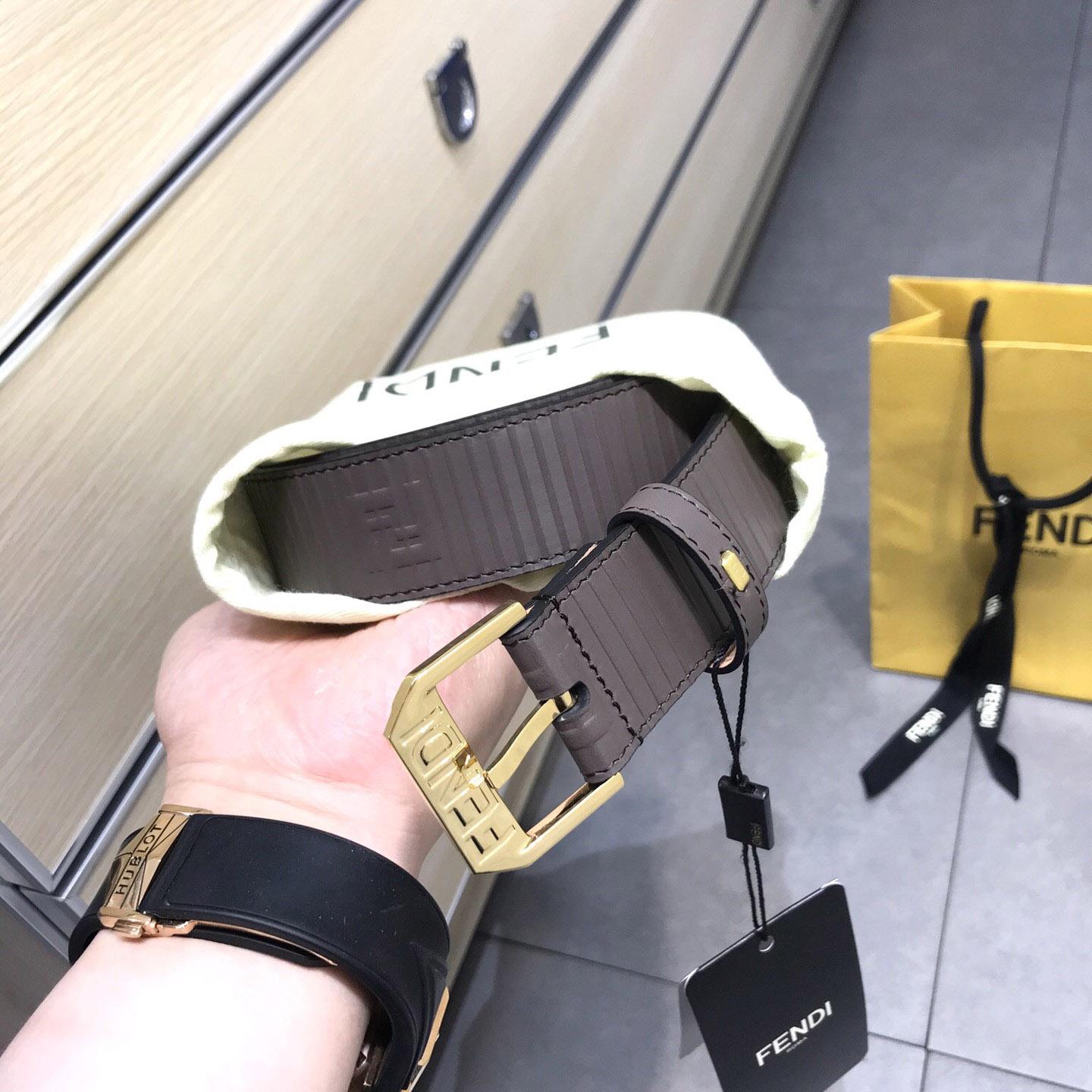 Fendi Brown Leather Belt - DesignerGu