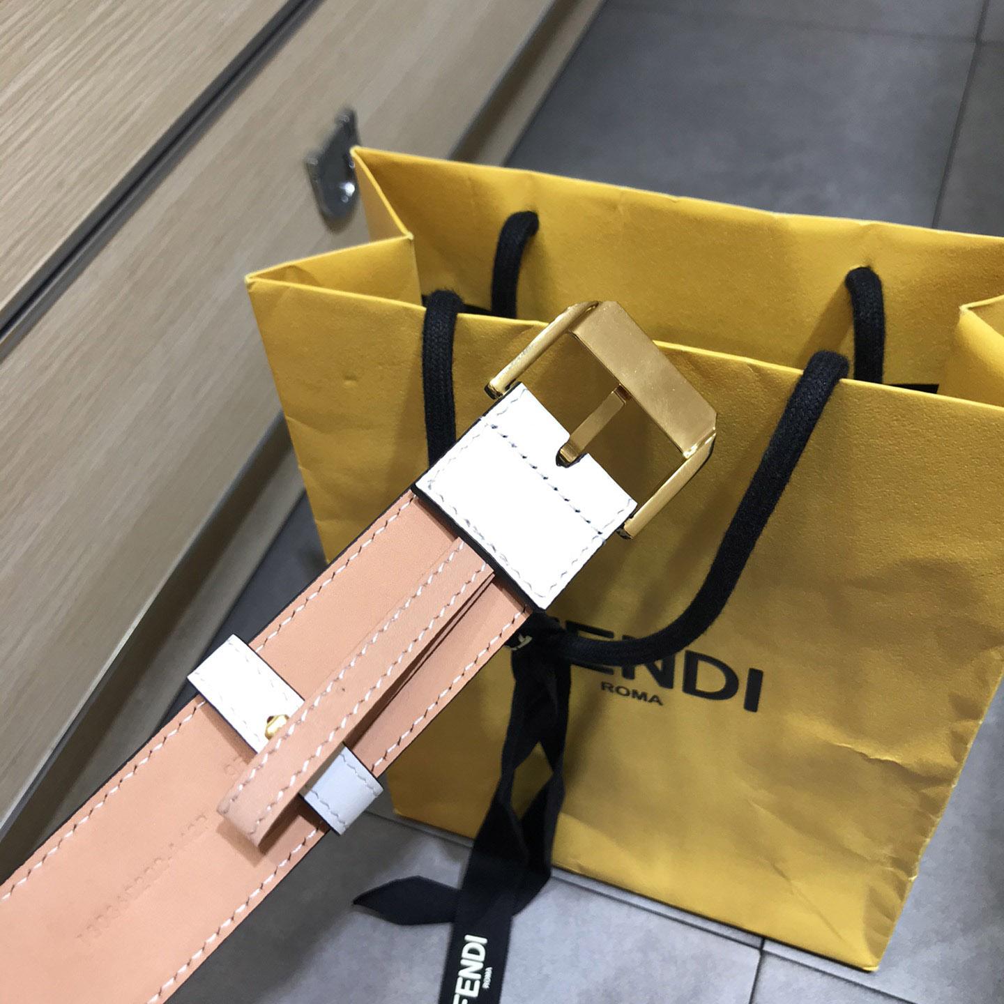 Fendi White Leather Belt - DesignerGu