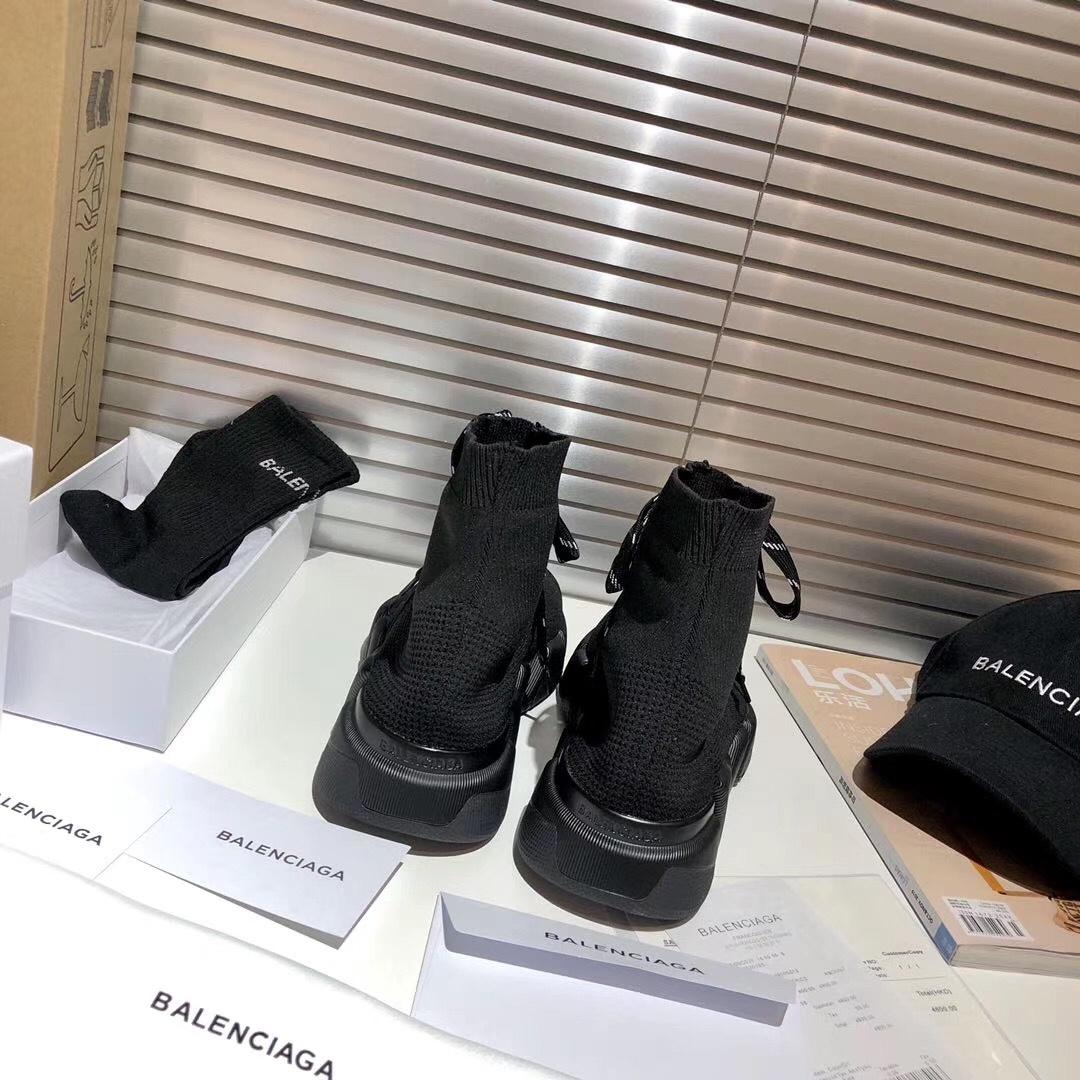 Balenciaga Speed 2.0 Lace-Up Sneaker In Black Recycled Knit - DesignerGu