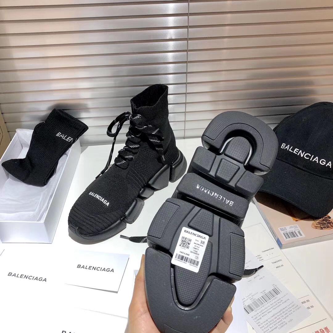 Balenciaga Speed 2.0 Lace-Up Sneaker In Black Recycled Knit - DesignerGu