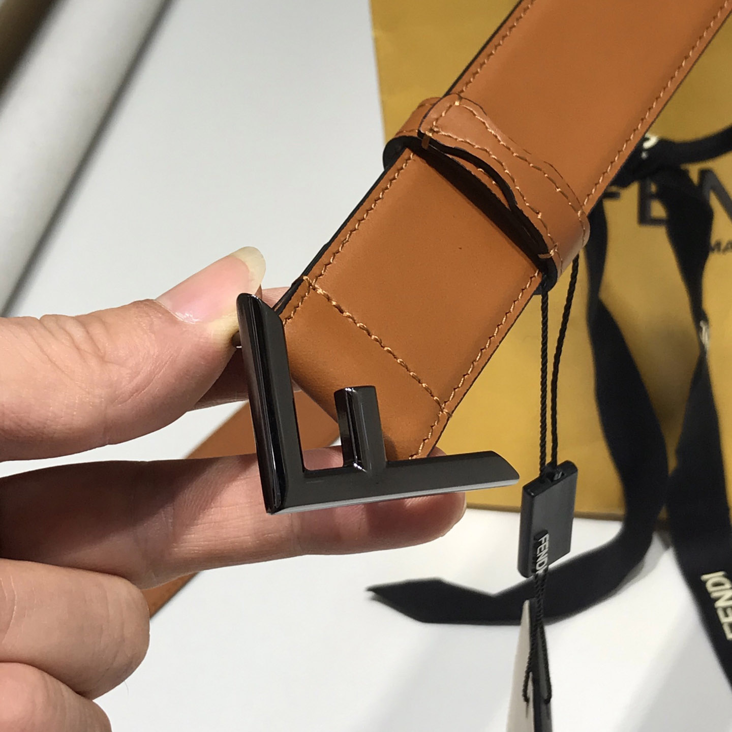 Fendi Brown Leather Belt - DesignerGu