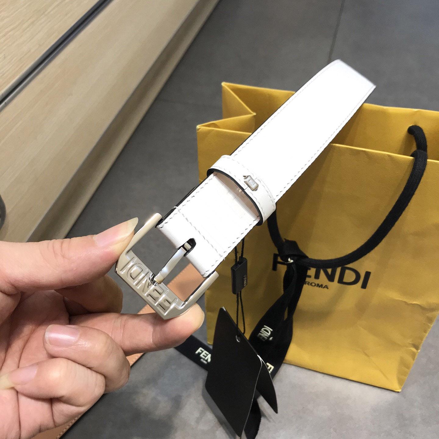 Fendi White Leather Belt - DesignerGu