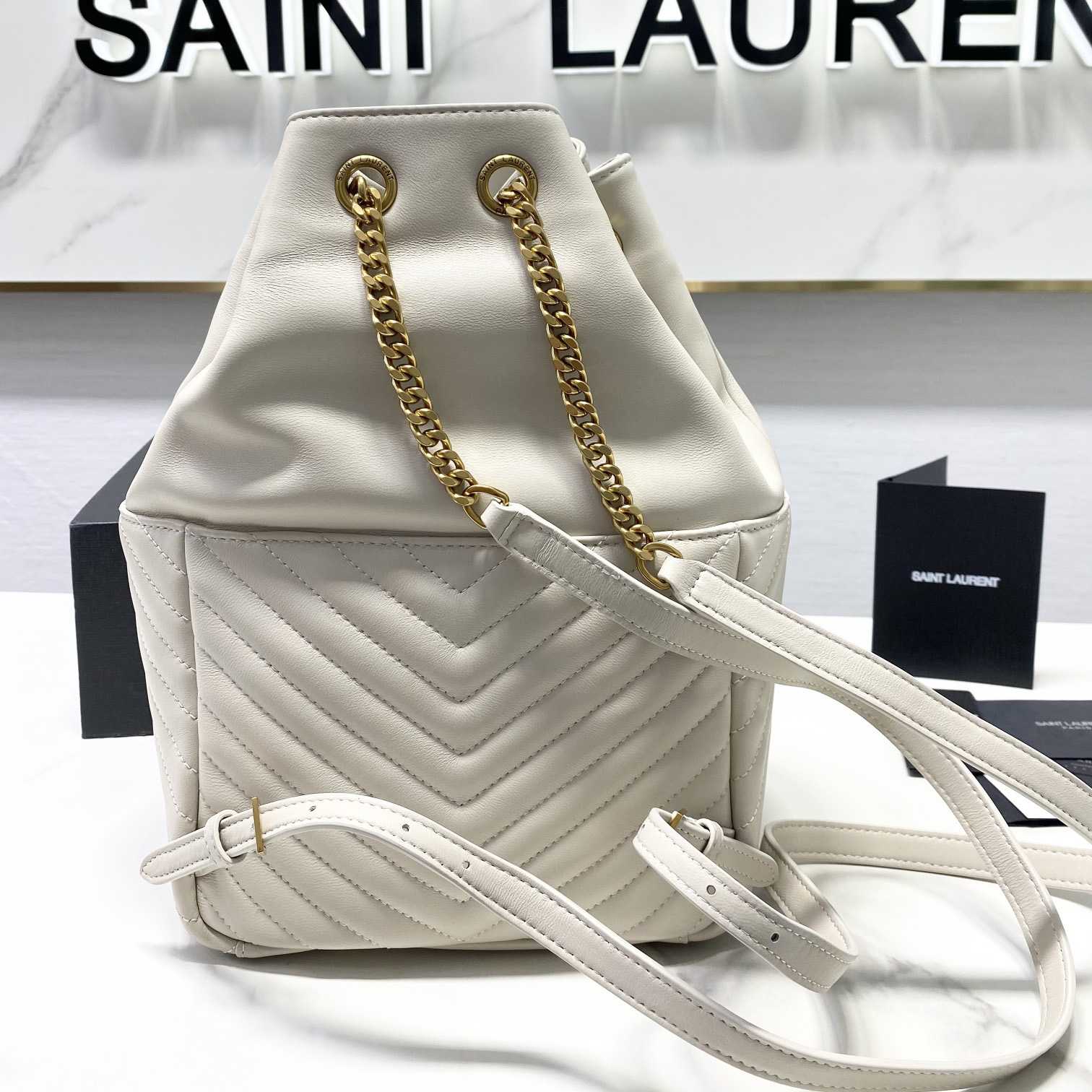 Saint Laurent Joe Drawstring Quilted Backpack(22-29-15cm) - DesignerGu