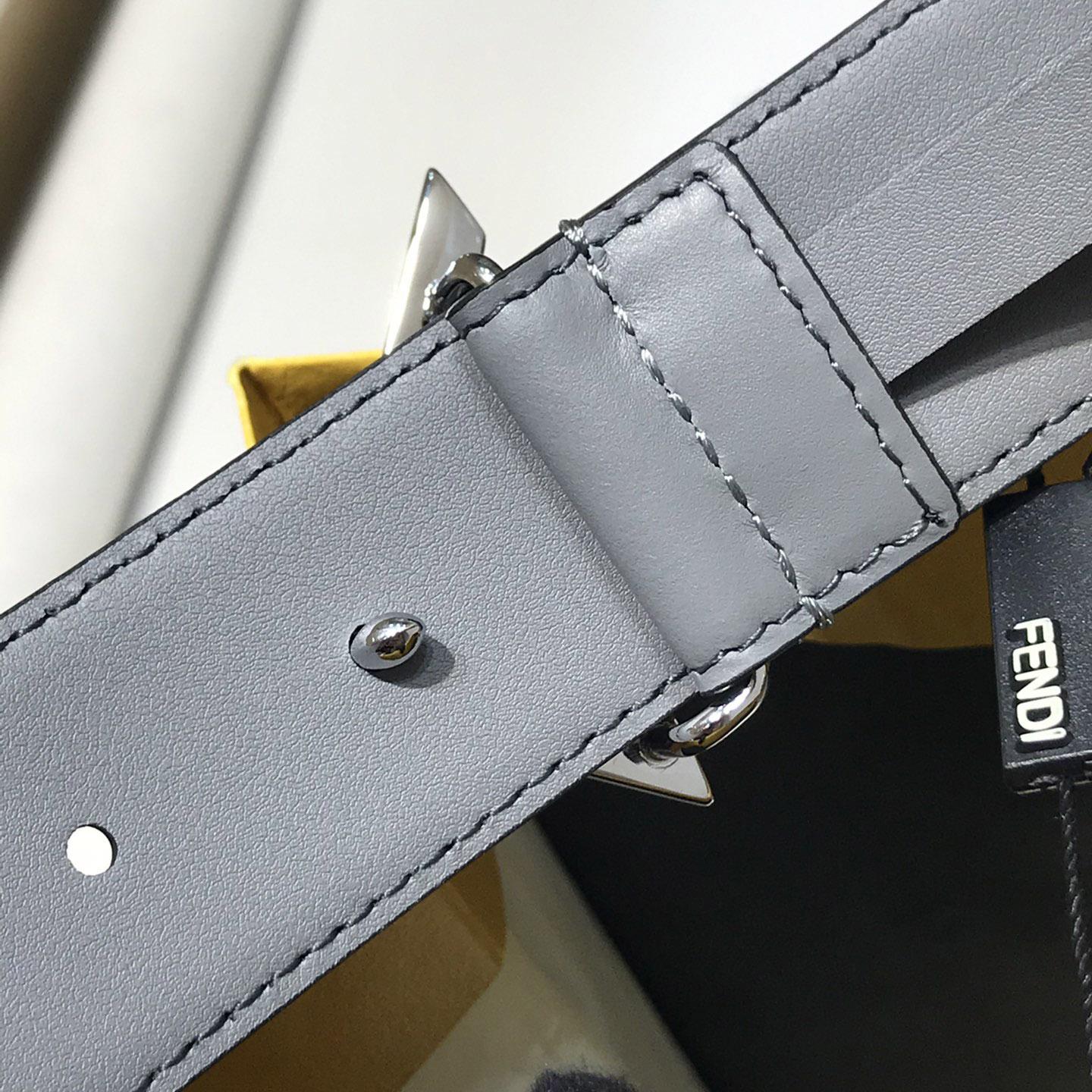 Fendi Pale Gray Leather Belt - DesignerGu