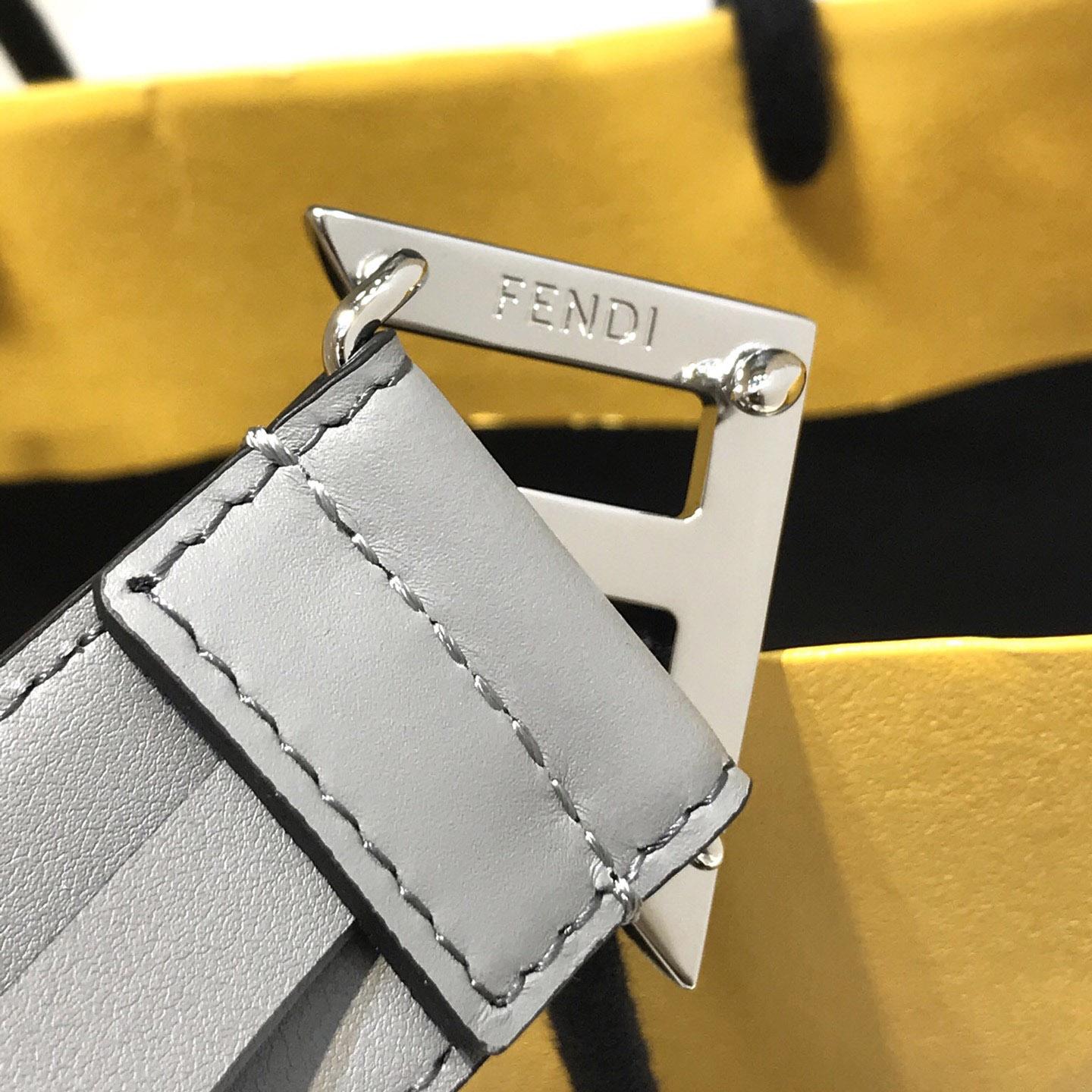 Fendi Pale Gray Leather Belt - DesignerGu