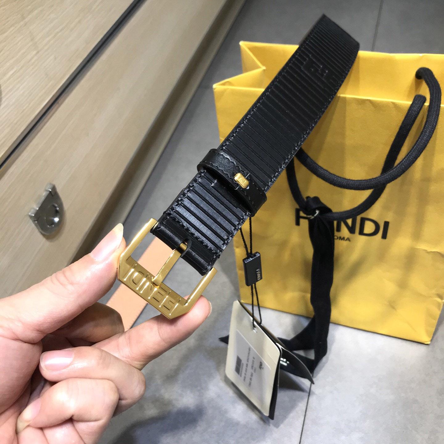 Fendi Black Leather Belt - DesignerGu