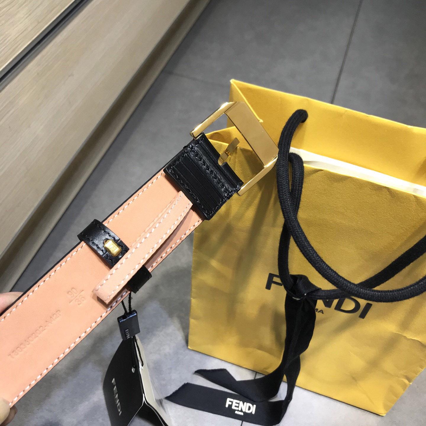 Fendi Black Leather Belt - DesignerGu